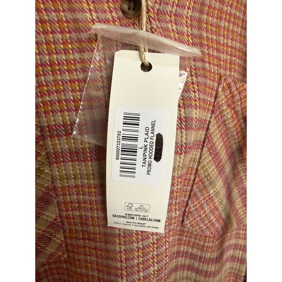 Natural Reflections Plaid Hooded Flannel Women’s Size L Tan Pink Button Up NWT - Picture 5 of 6